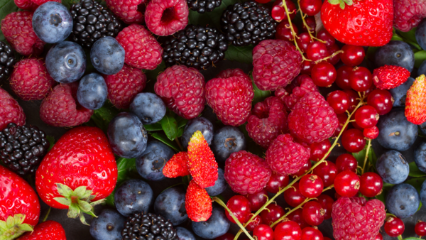 A variety of healthy berries.