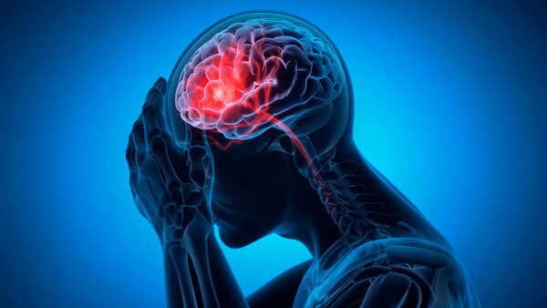 Close-up of brain illustrating affected regions