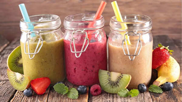 Selection of colorful and diverse smoothies
